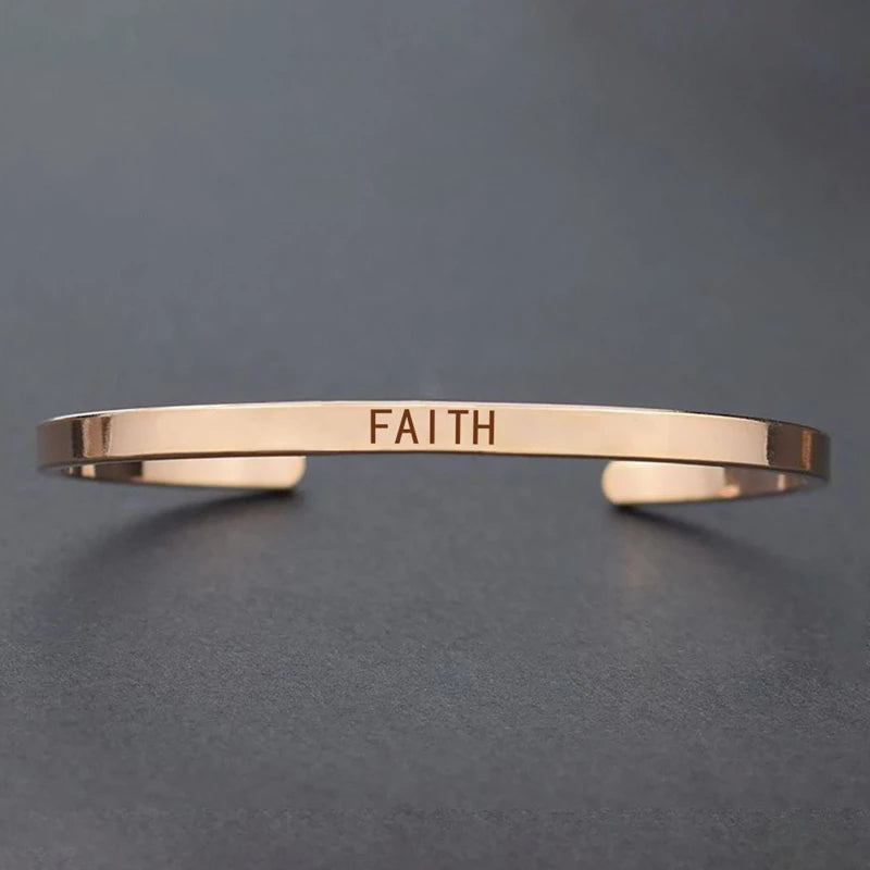 Engraved Unisex Motivational Bracelet – “Don’t Worry Be Happy”, “Never Give Up”, “Nothing Is Impossible” & More