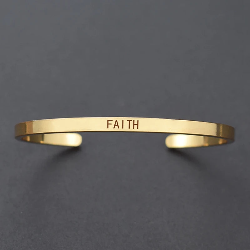 Engraved Unisex Motivational Bracelet – “Don’t Worry Be Happy”, “Never Give Up”, “Nothing Is Impossible” & More