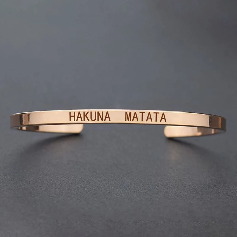 Engraved Unisex Motivational Bracelet – “Don’t Worry Be Happy”, “Never Give Up”, “Nothing Is Impossible” & More