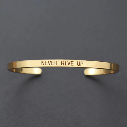 Engraved Unisex Motivational Bracelet – “Don’t Worry Be Happy”, “Never Give Up”, “Nothing Is Impossible” & More