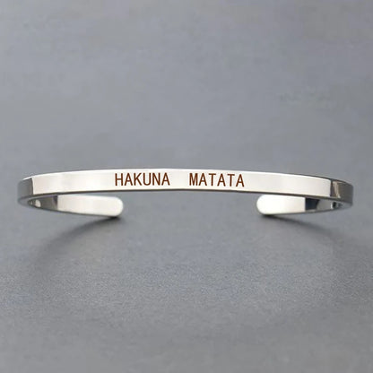 Engraved Unisex Motivational Bracelet – “Don’t Worry Be Happy”, “Never Give Up”, “Nothing Is Impossible” & More