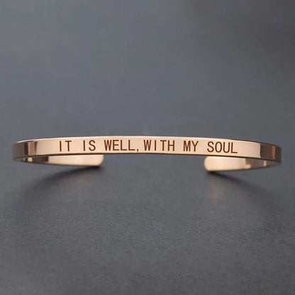 Engraved Unisex Motivational Bracelet – “Don’t Worry Be Happy”, “Never Give Up”, “Nothing Is Impossible” & More