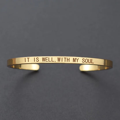 Engraved Unisex Motivational Bracelet – “Don’t Worry Be Happy”, “Never Give Up”, “Nothing Is Impossible” & More