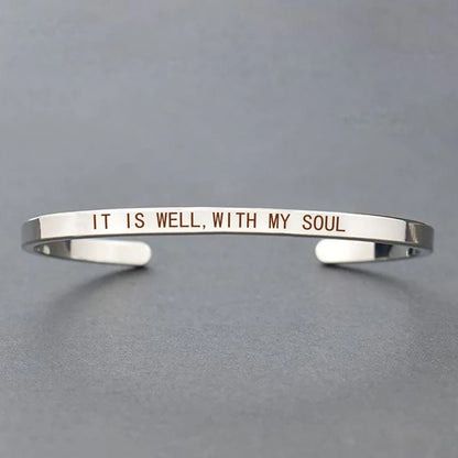 Engraved Unisex Motivational Bracelet – “Don’t Worry Be Happy”, “Never Give Up”, “Nothing Is Impossible” & More