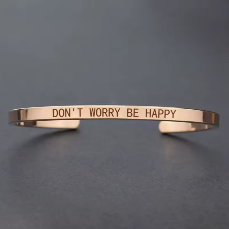 Engraved Unisex Motivational Bracelet – “Don’t Worry Be Happy”, “Never Give Up”, “Nothing Is Impossible” & More