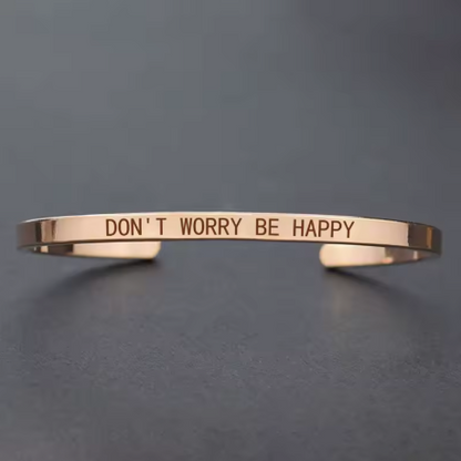 Engraved Unisex Motivational Bracelet – “Don’t Worry Be Happy”, “Never Give Up”, “Nothing Is Impossible” & More